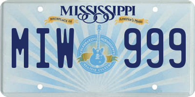 MS license plate MIW999