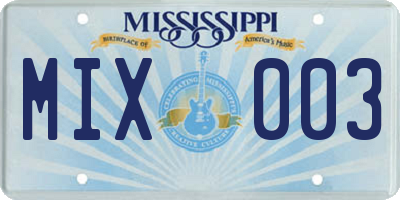 MS license plate MIX003