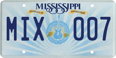 MS license plate MIX007