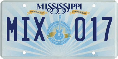 MS license plate MIX017