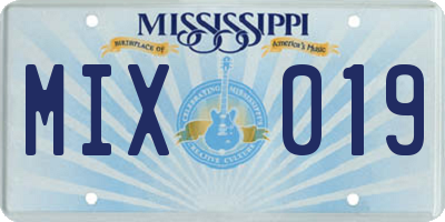 MS license plate MIX019