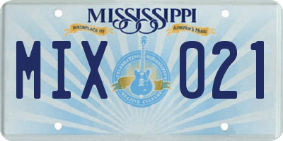 MS license plate MIX021