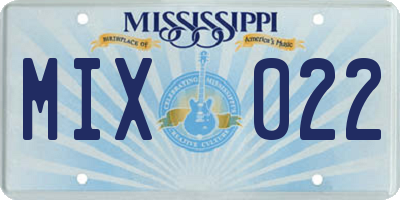 MS license plate MIX022