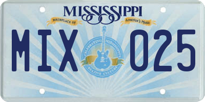 MS license plate MIX025