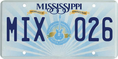 MS license plate MIX026