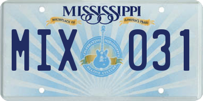 MS license plate MIX031