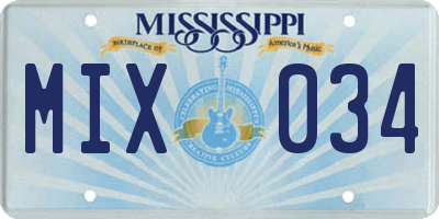 MS license plate MIX034