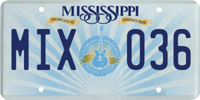 MS license plate MIX036
