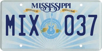 MS license plate MIX037