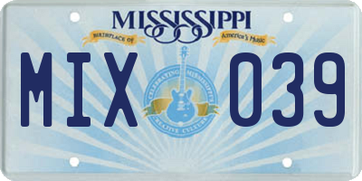MS license plate MIX039