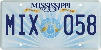 MS license plate MIX058