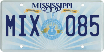 MS license plate MIX085