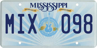 MS license plate MIX098