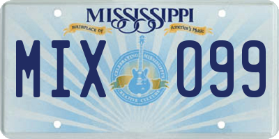 MS license plate MIX099