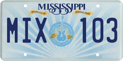 MS license plate MIX103
