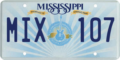 MS license plate MIX107
