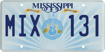 MS license plate MIX131