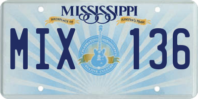 MS license plate MIX136