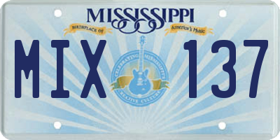 MS license plate MIX137