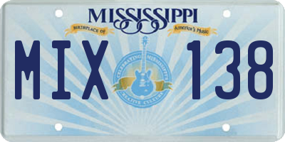 MS license plate MIX138