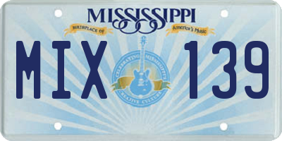 MS license plate MIX139