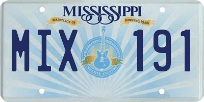 MS license plate MIX191
