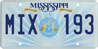 MS license plate MIX193