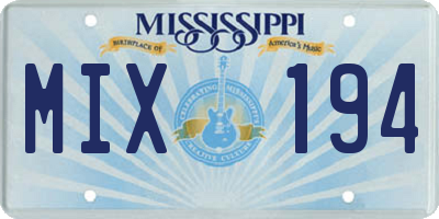 MS license plate MIX194