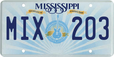 MS license plate MIX203