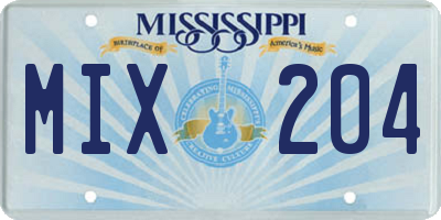MS license plate MIX204