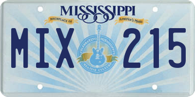 MS license plate MIX215