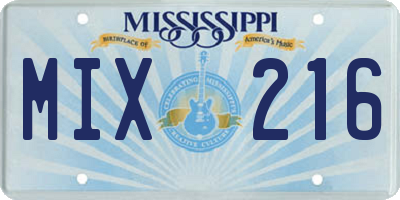 MS license plate MIX216