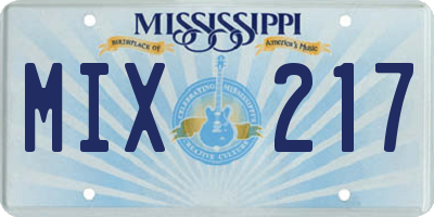 MS license plate MIX217