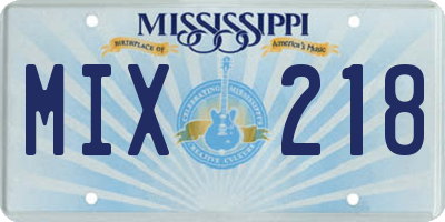 MS license plate MIX218