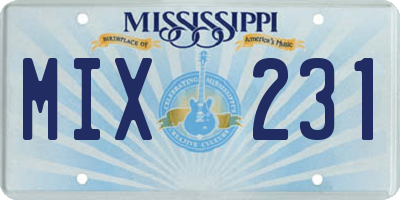 MS license plate MIX231