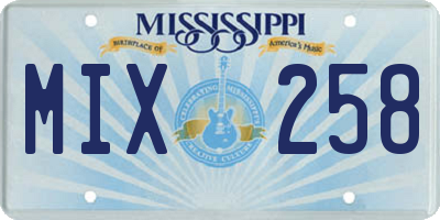 MS license plate MIX258