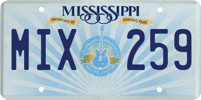MS license plate MIX259