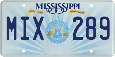 MS license plate MIX289