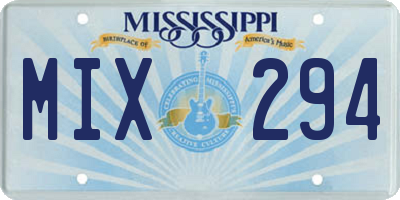 MS license plate MIX294