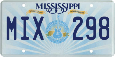 MS license plate MIX298