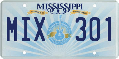 MS license plate MIX301