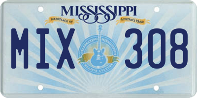 MS license plate MIX308