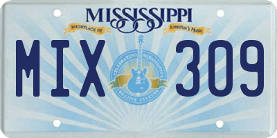 MS license plate MIX309