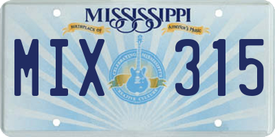 MS license plate MIX315