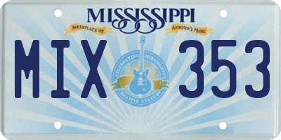 MS license plate MIX353