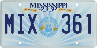 MS license plate MIX361