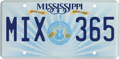 MS license plate MIX365