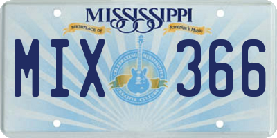 MS license plate MIX366