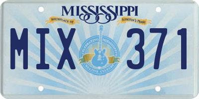 MS license plate MIX371