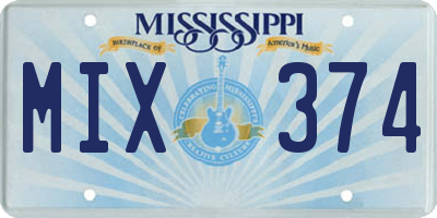 MS license plate MIX374